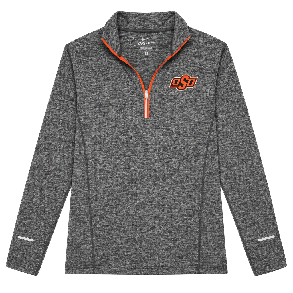 Nike Oklahoma State University Women’s L OSU Dri-Fit Quarter-Zip Pullover Gray 1