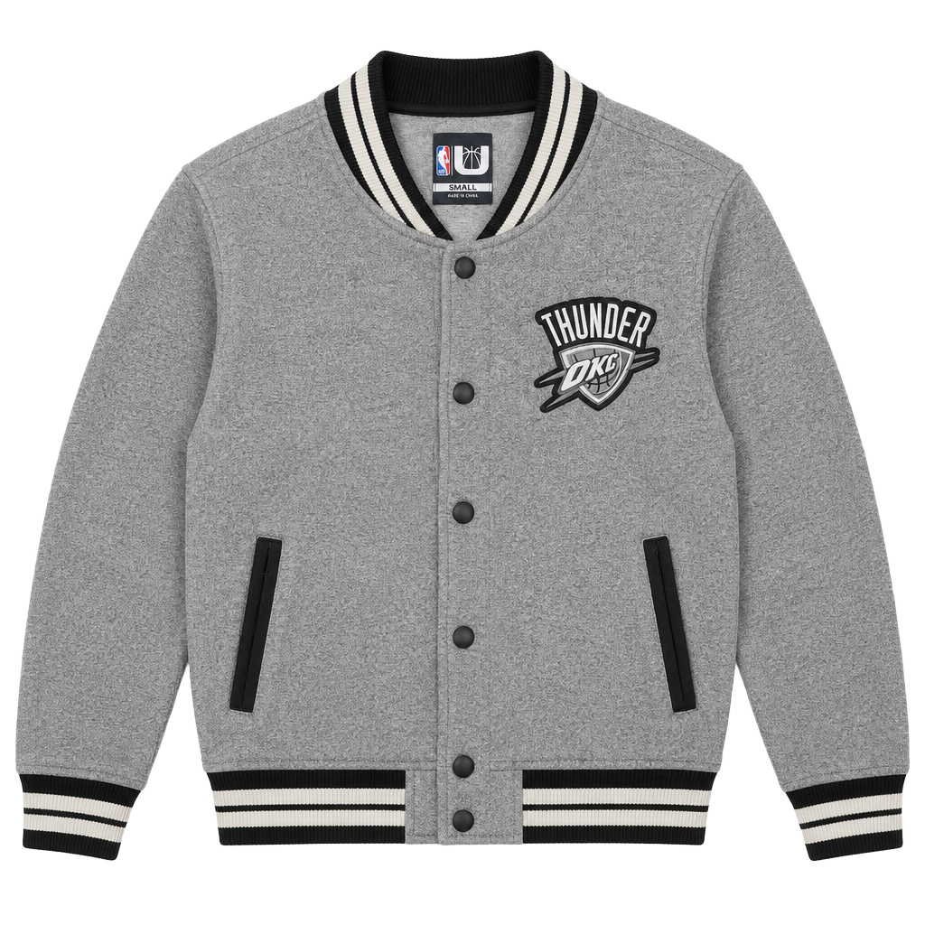Pro Standard NBA Oklahoma City Thunder Varsity Jacket Size Small Gray Black 1