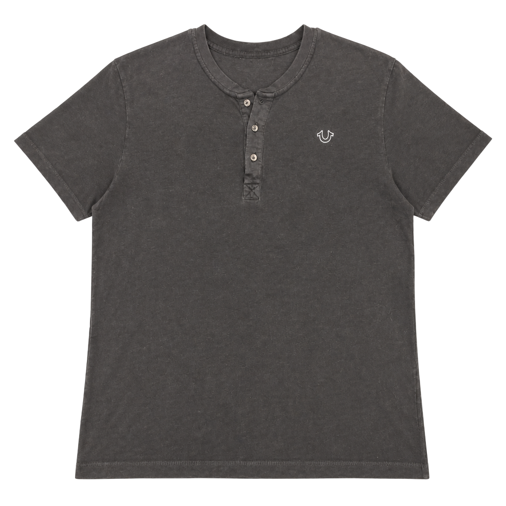 True Religion Short Sleeve Henley Shirt Black Size L 1
