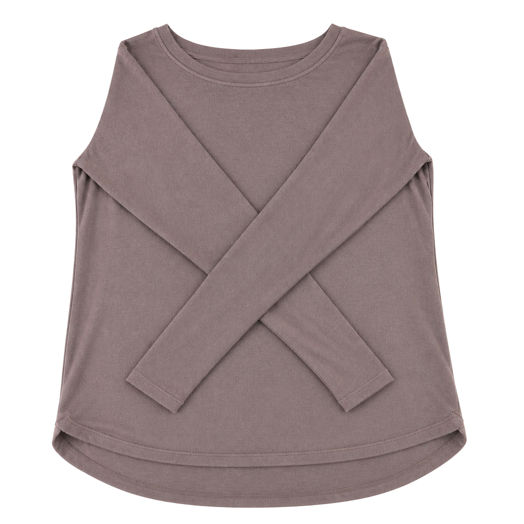 matty m Long Sleeve Crew Neck Thermal Knit Top Brown Size L 1