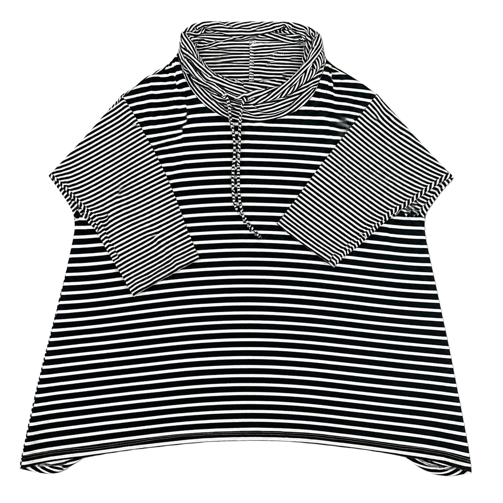 Lane Bryant Black White Striped Cowl Neck 3/4 Sleeve Top Size 18/20 1