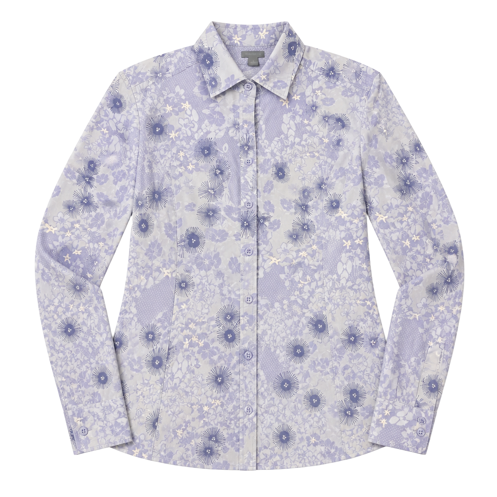 Ann Taylor Purple Floral Starburst Button Down Shirt Size 12 1