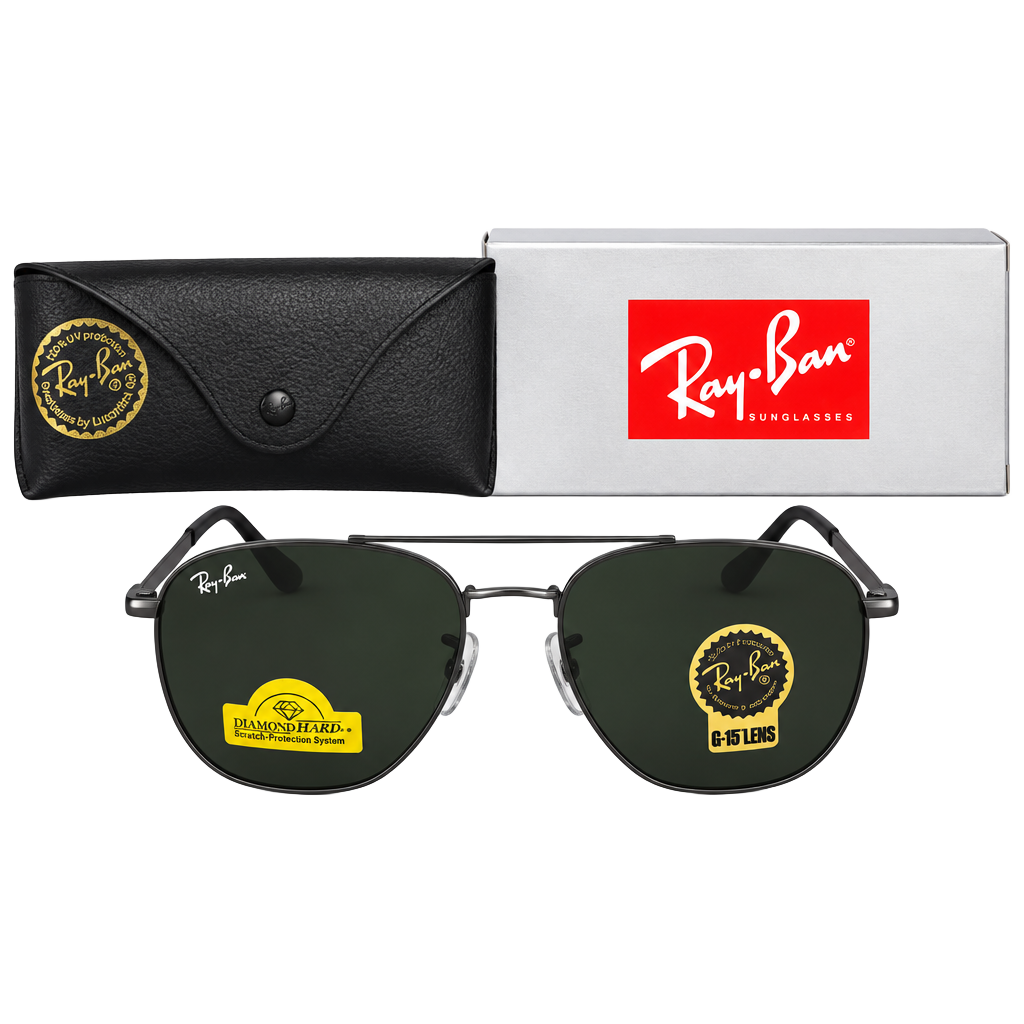 Ray-Ban Hexagonal Flat Lenses Size 50-21 Black G-15 Sunglasses 1