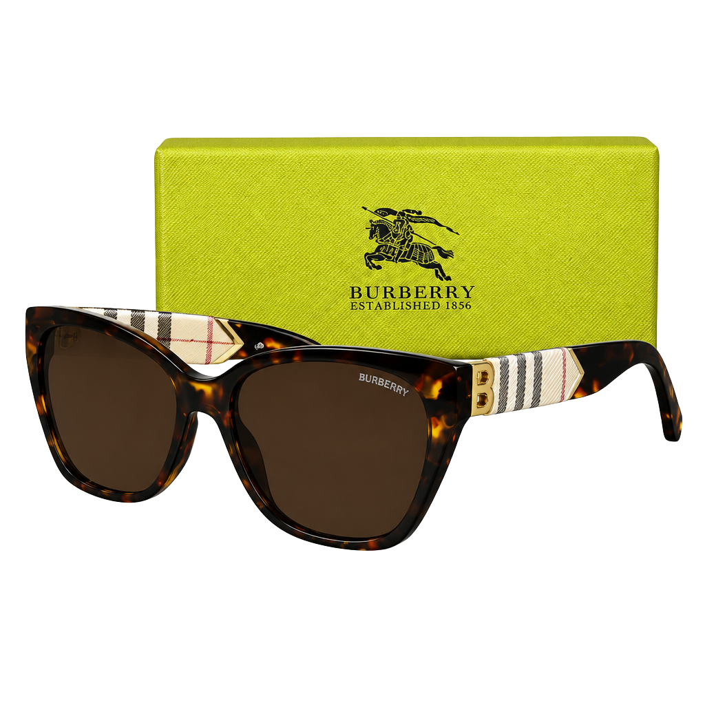 Burberry Sunglasses Size 50-20-140 Tortoiseshell Nova Check Cat Eye 1
