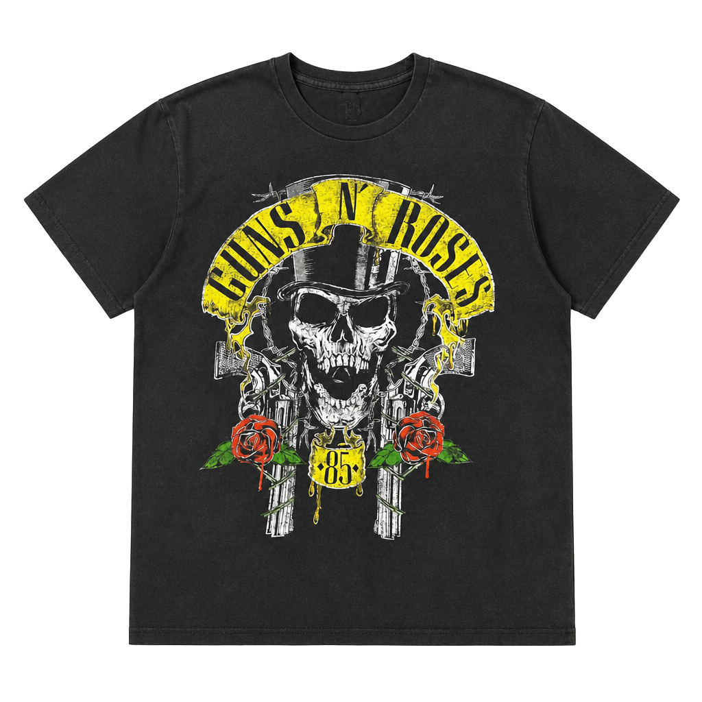 Guns N' Roses '85 Skull and Crossguns Graphic Band T-Shirt 1