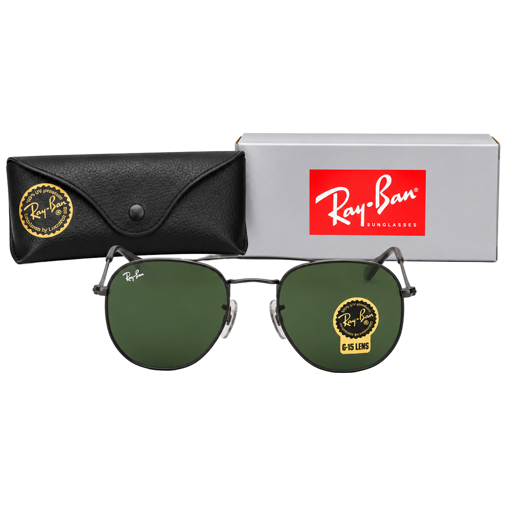 Ray-Ban Hexagonal Flat Lenses Sunglasses Black G-15 1