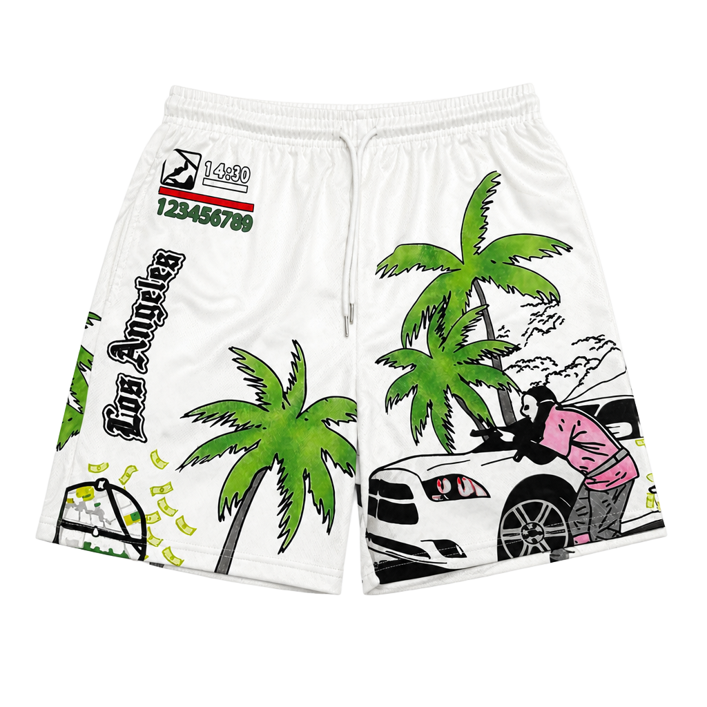 Lost Angeles Paradise Mesh Shorts White Size M 1