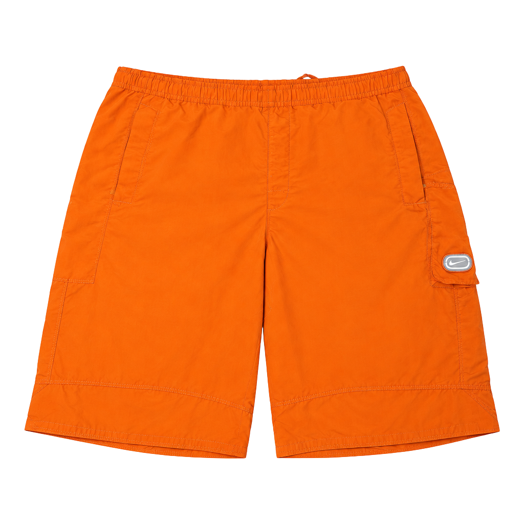 Nike Cargo Shorts Size L Orange Mesh Lined Swim Trunks 1