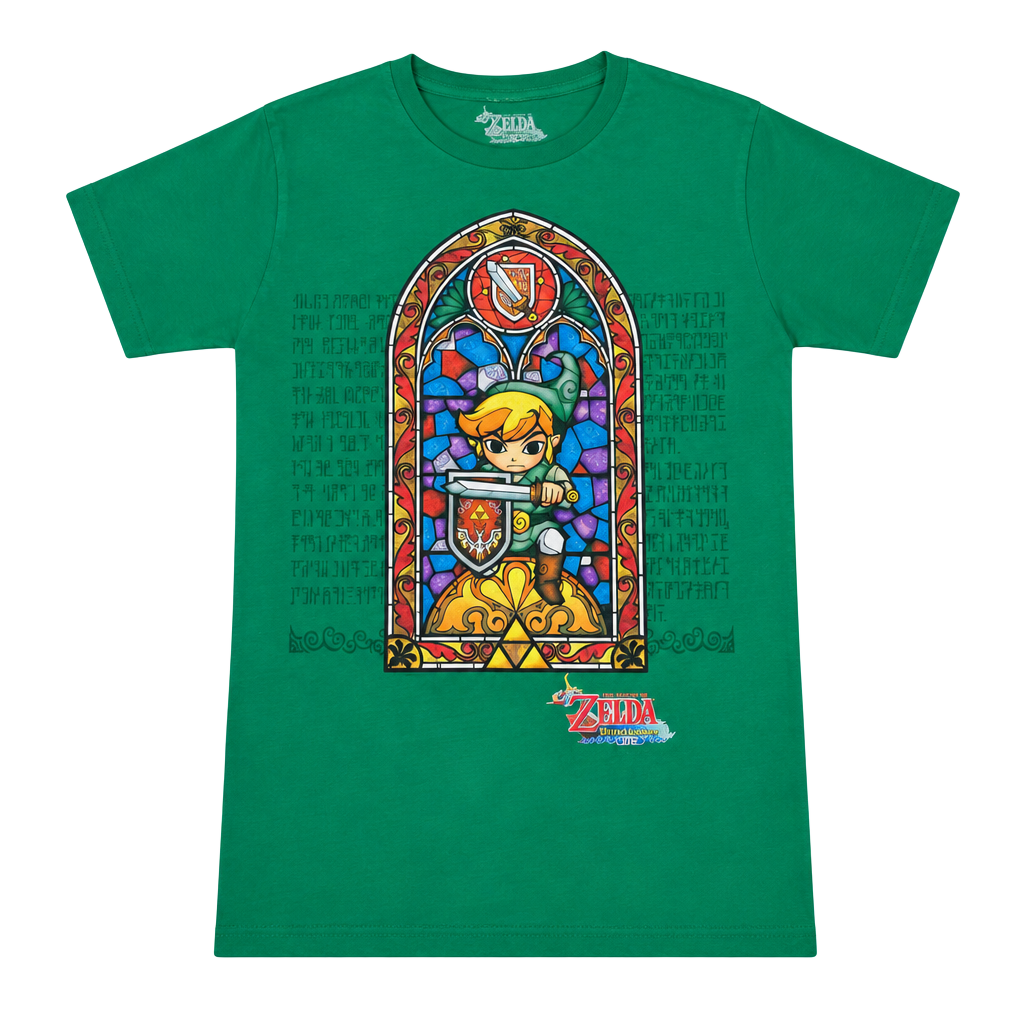 Nintendo The Legend of Zelda The Wind Waker Stained Glass T-Shirt Size S Green 1
