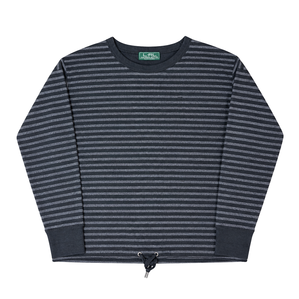 Lauren Active Ralph Lauren Long Sleeve Top Size PL Striped Black Gray 1