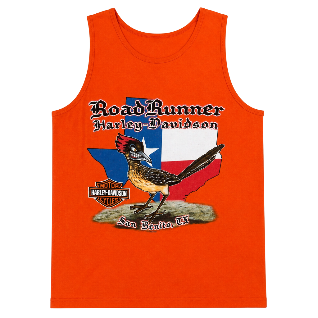 Harley-Davidson Road Runner San Benito TX Biker Tank Top White Tag 1