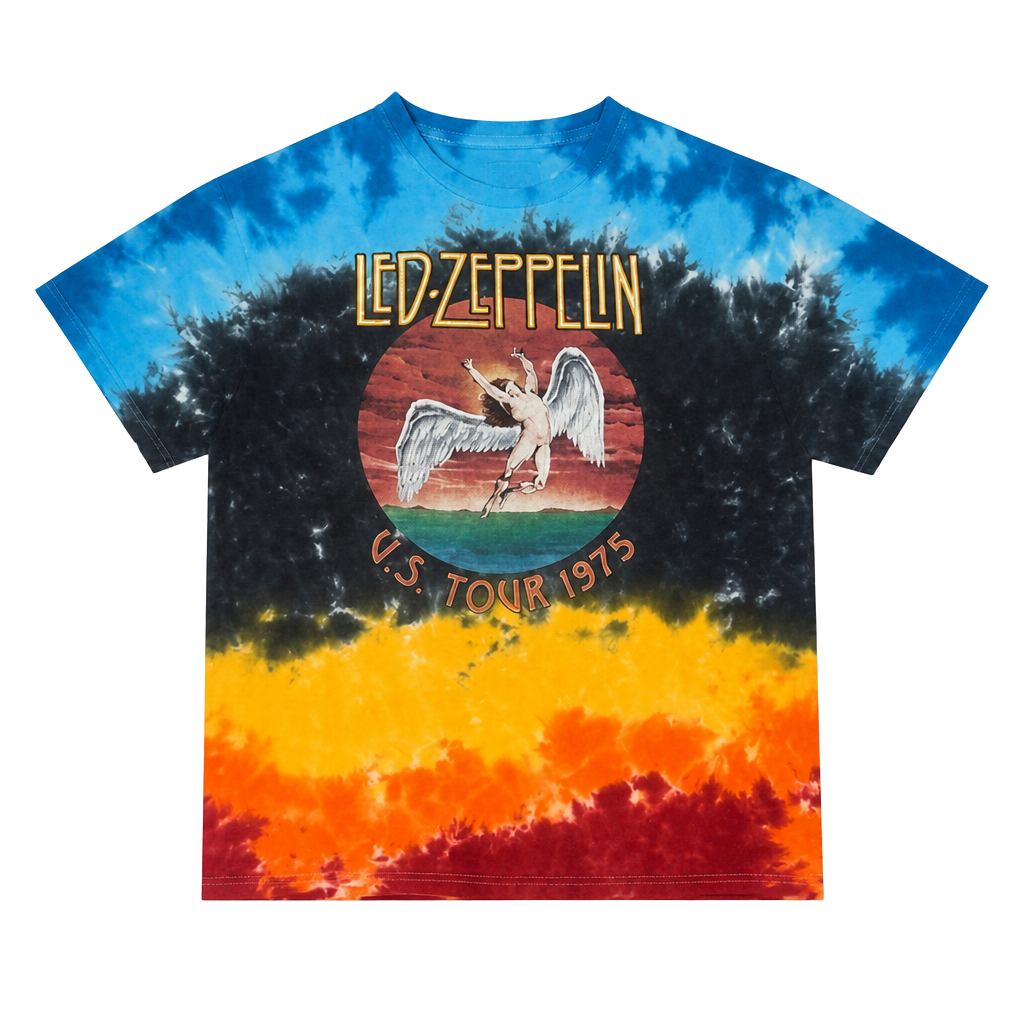 LED ZEPPELIN US Tour 1975 Icarus Tie Dye Rock Graphic T Shirt Mens Size L 1