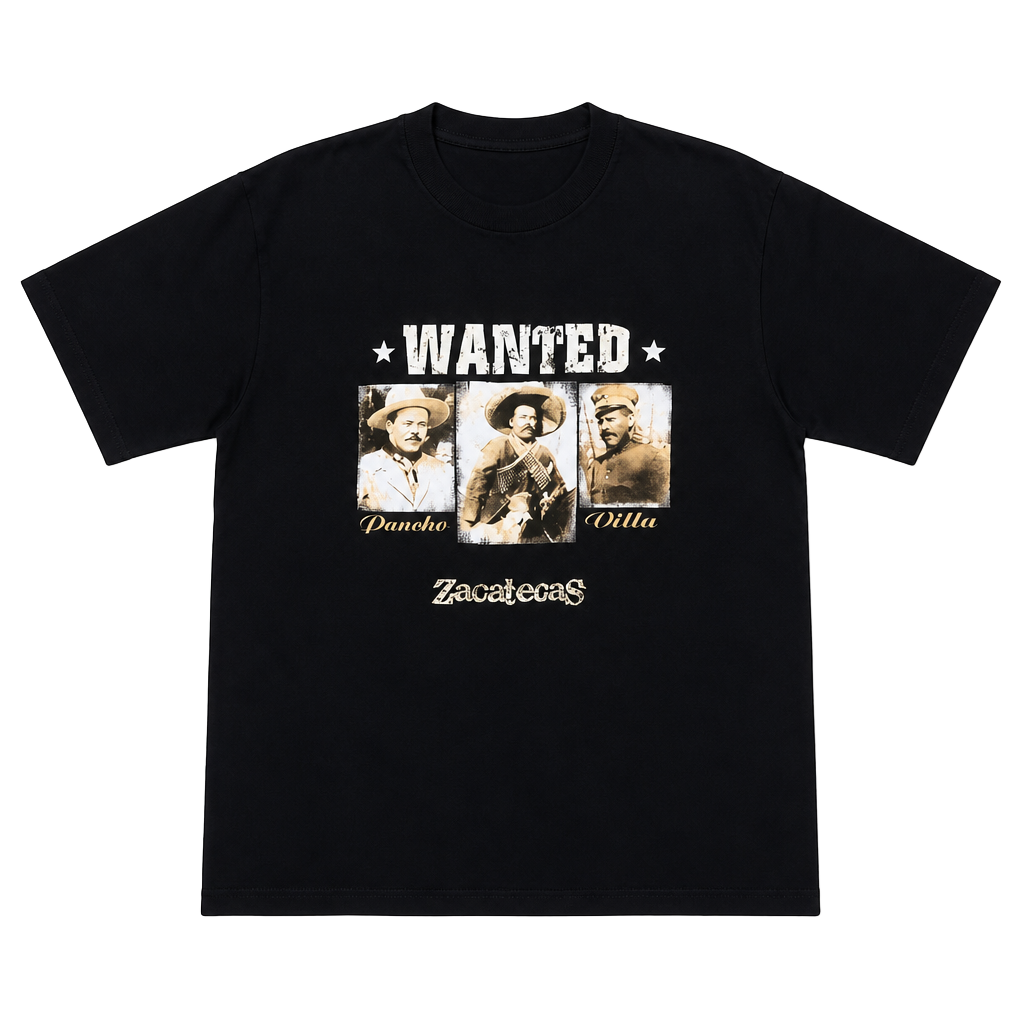 Rare “Wanted” Pancho Villa Zacatecas Vintage Graphic T-Shirt 1