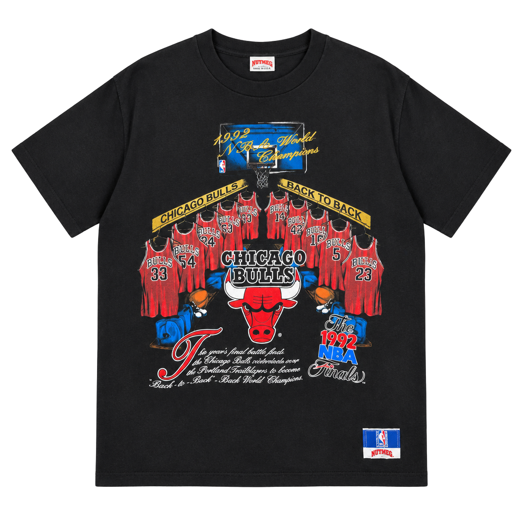 Nutmeg Mills Chicago Bulls 1992 NBA Finals T-Shirt Size L Black 1