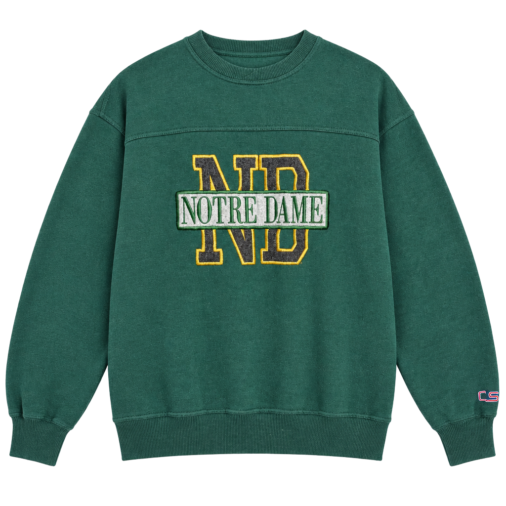 Crable Sportswear Notre Dame Sweatshirt Size L Green Embroidered Crewneck 1