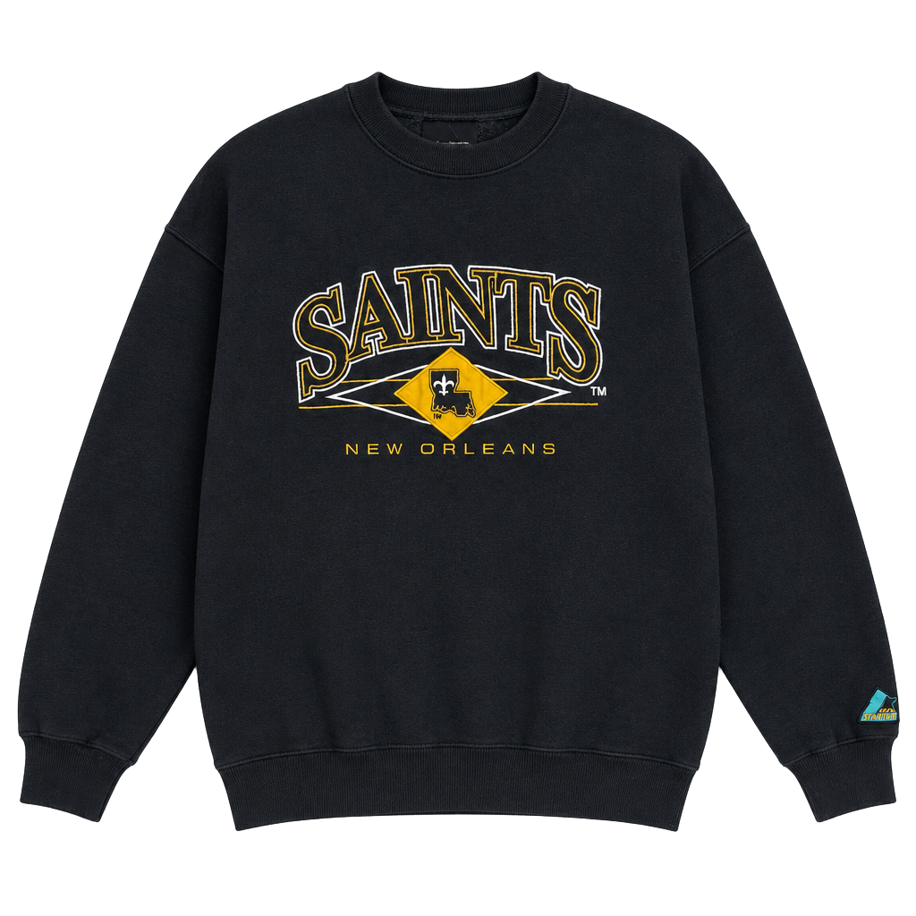 Logo Athletic New Orleans Saints Sweatshirt Size Medium Black NFL Vintage 1