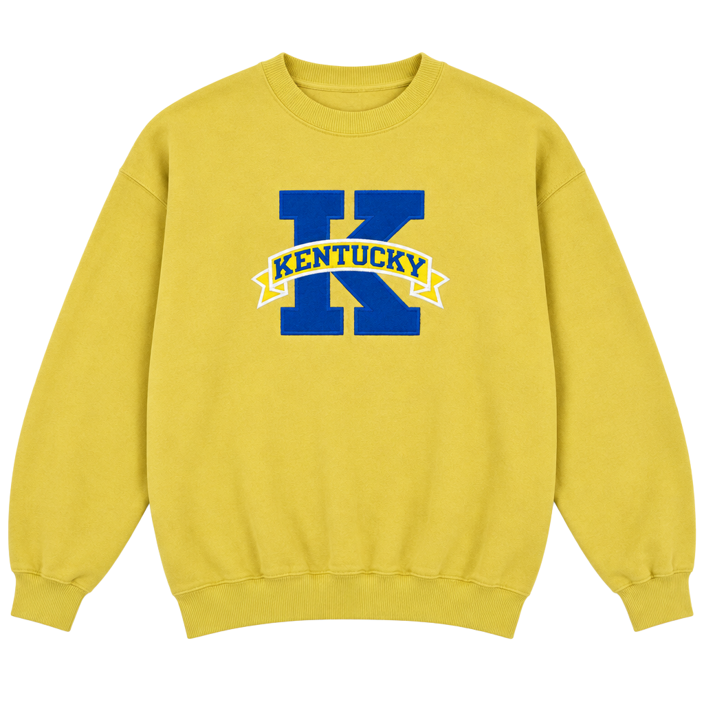Gildan Kentucky Wildcats Sweatshirt Yellow Embroidered Logo Crewneck 1
