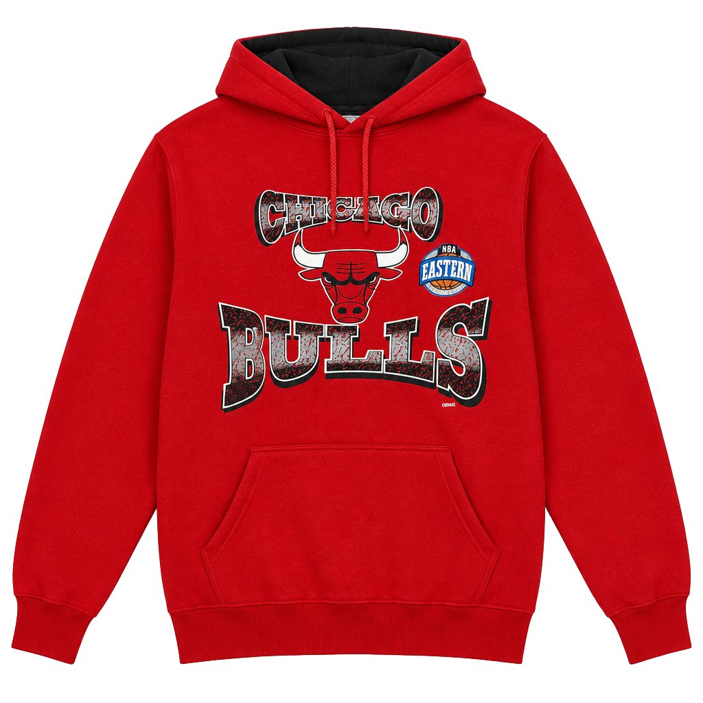 Team Rated Chicago Bulls Vintage NBA Hoodie Size M Red Pullover 1