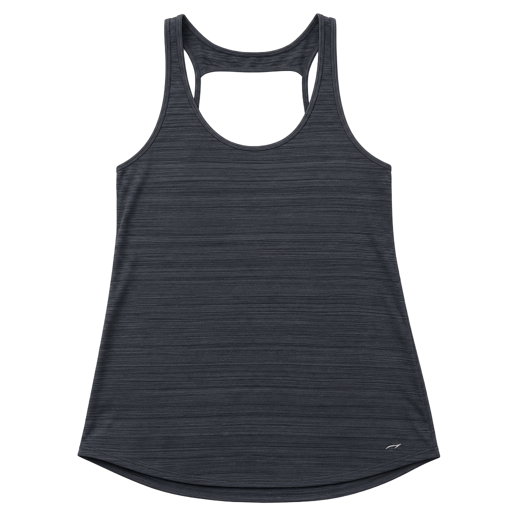 Ideology Women's Charcoal Striped Open Back Athletic Tank Top 1