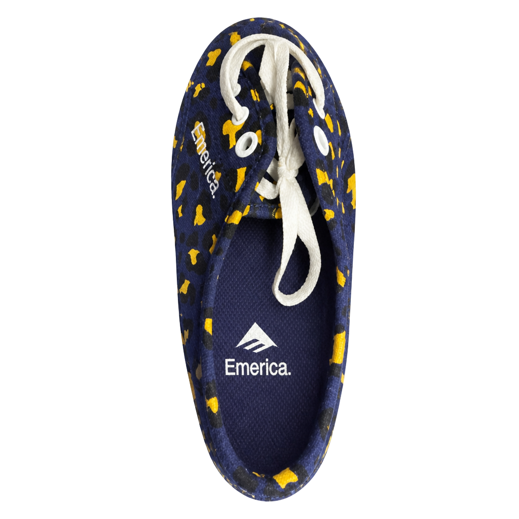 Emerica Wino Standard Blue Yellow Leopard Print Canvas Skate Shoes Men's Size 9 1