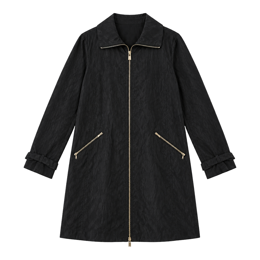 Karl Lagerfeld Paris Raincoat Size XL Black Bow Detail 1