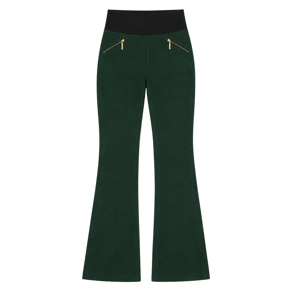 Zara Basic Pants Size M Green High Waist Zip Hem 1
