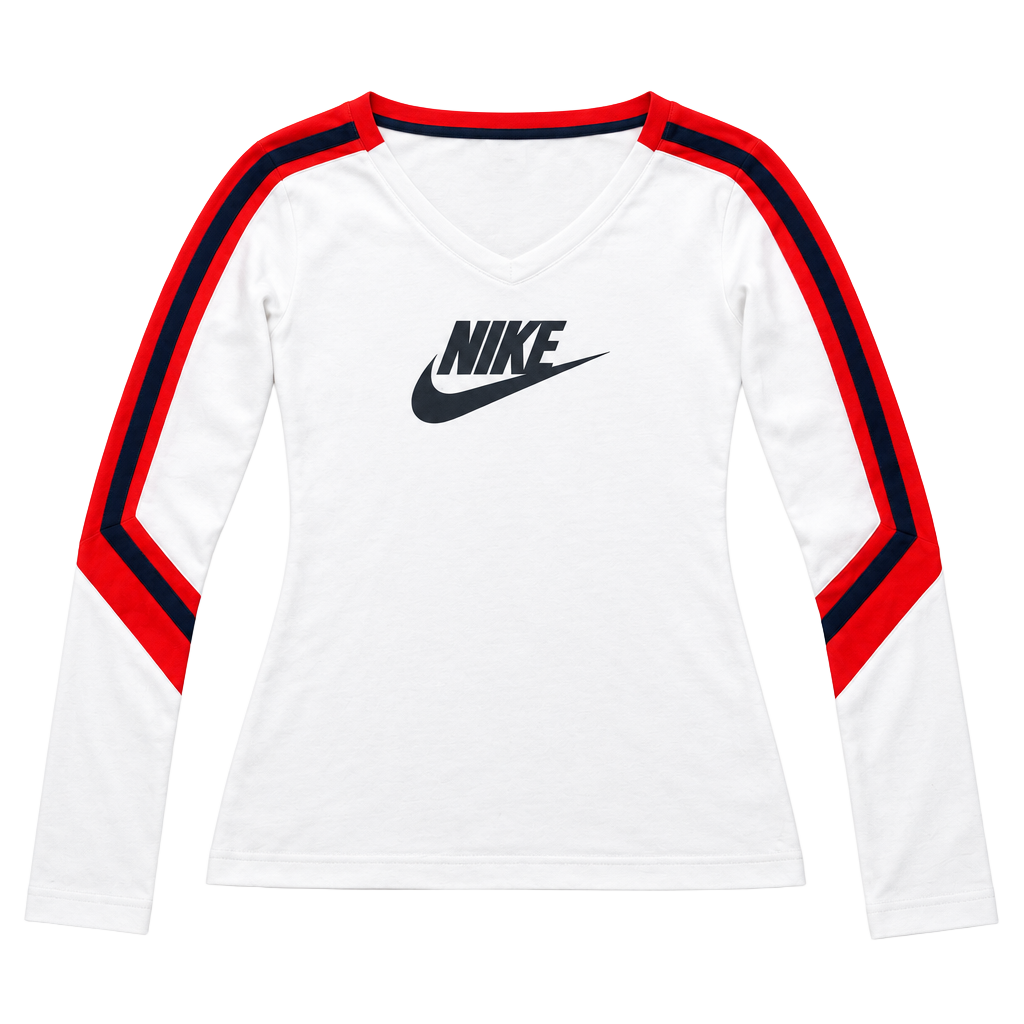 Nike Long Sleeve Shirt Size M White Orange Vintage 1