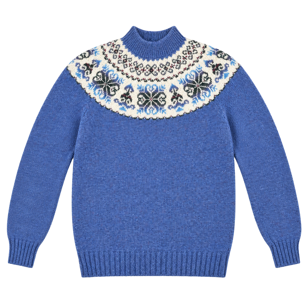 Skerry Fair Isle Wool Sweater Blue Yoke 100% Wool 1