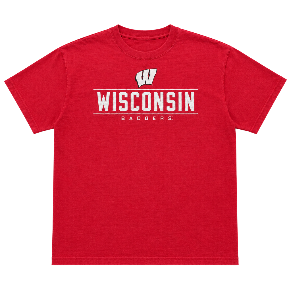 Hanes Wisconsin Badgers T-Shirt Size XL Red Graphic 1
