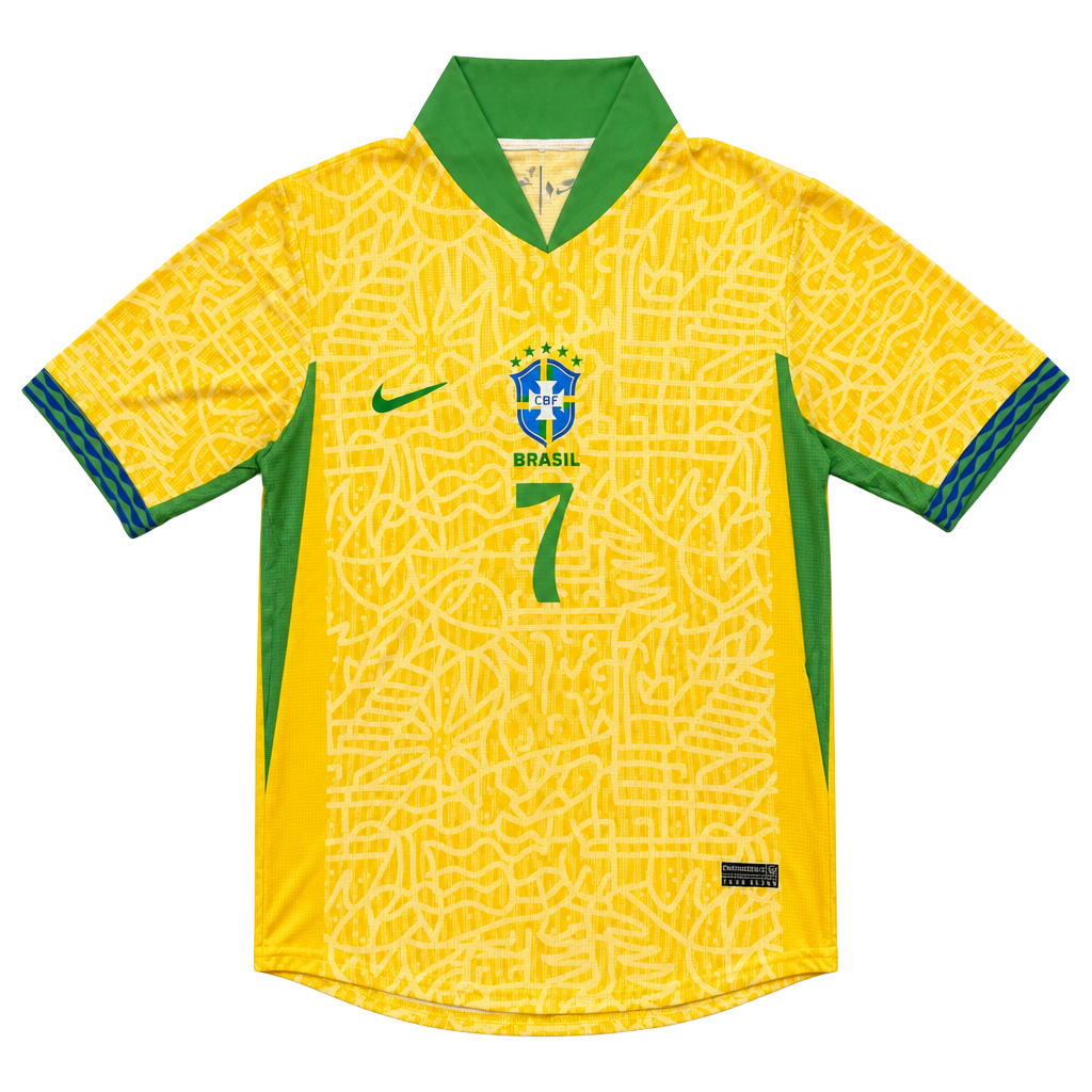 Nike Brazil Home Soccer Jersey Size L Yellow Dri-Fit ADV Vini Jr. #7 1