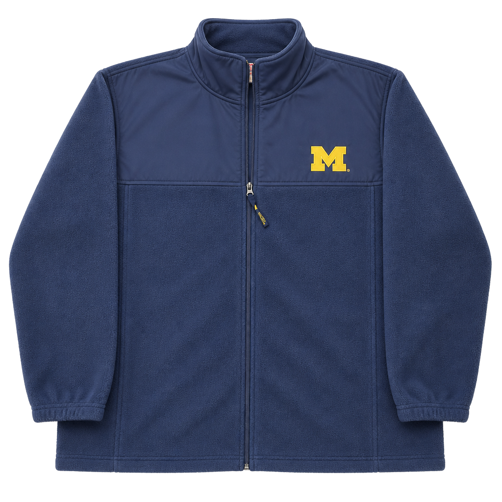 Russell Athletic Team Issue Michigan Wolverines Full-Zip Fleece Jacket Navy 1X 1