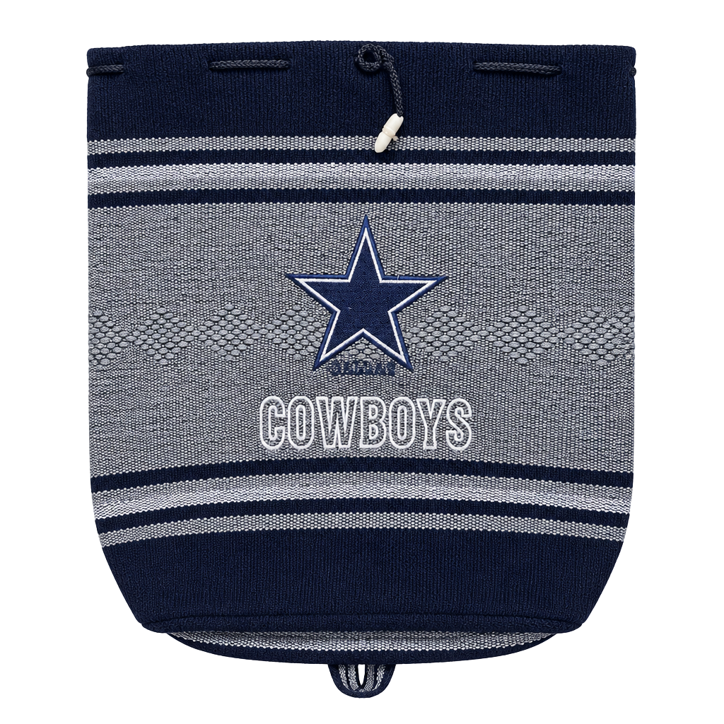 NFL Dallas Cowboys Knit Drawstring Backpack Gray Black Embroidered 1