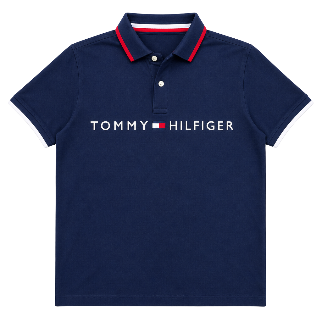 Tommy Hilfiger Men's Slim Fit Flag Logo Polo Shirt Navy Blue Medium 1