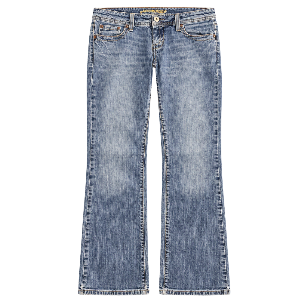 VTG Y2K American Eagle AE Artist Flare/Bell Bottom Jeans Size 6 Short Blue Denim 1