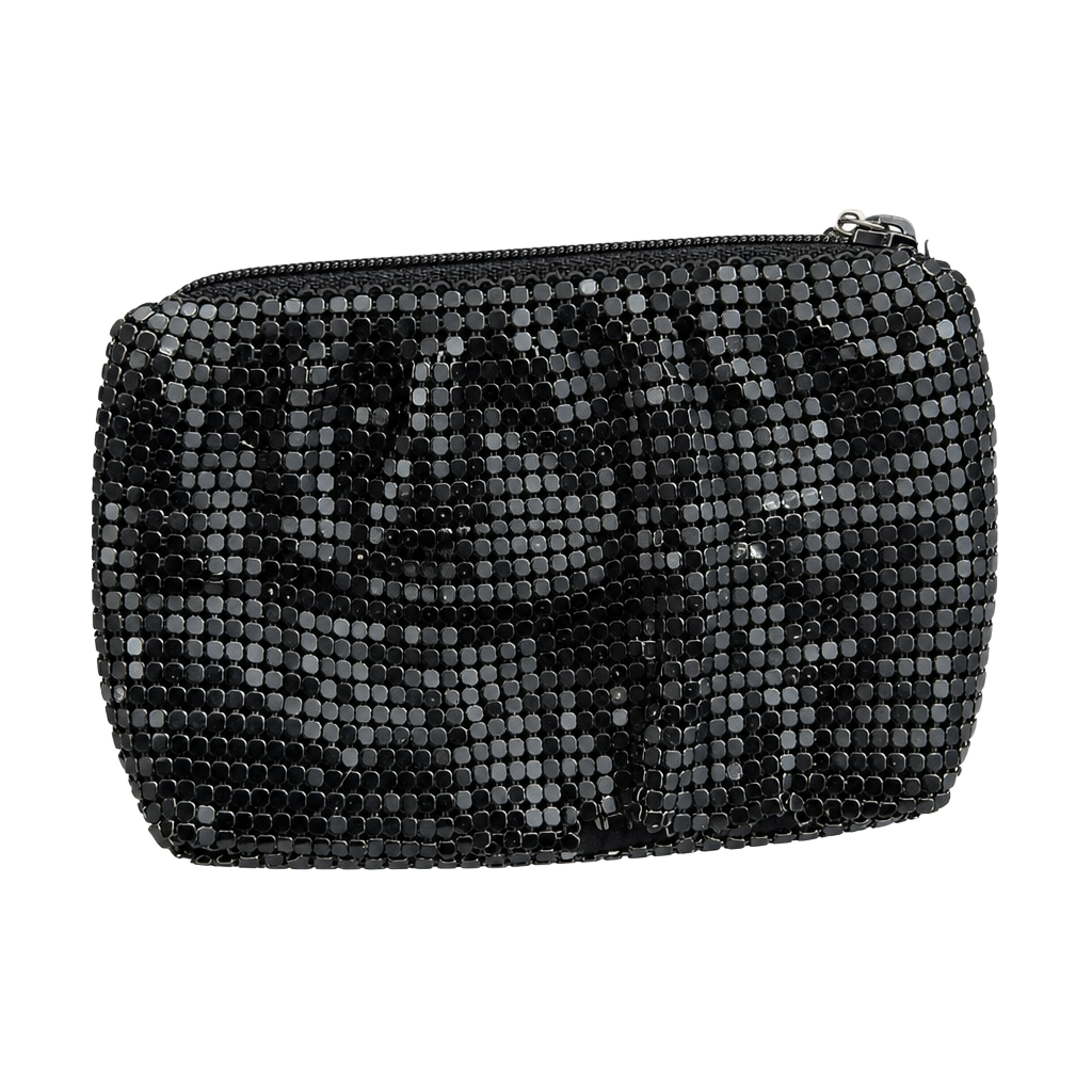 Whiting and Davis Vintage Black Metal Mesh Zippered Coin Purse 1
