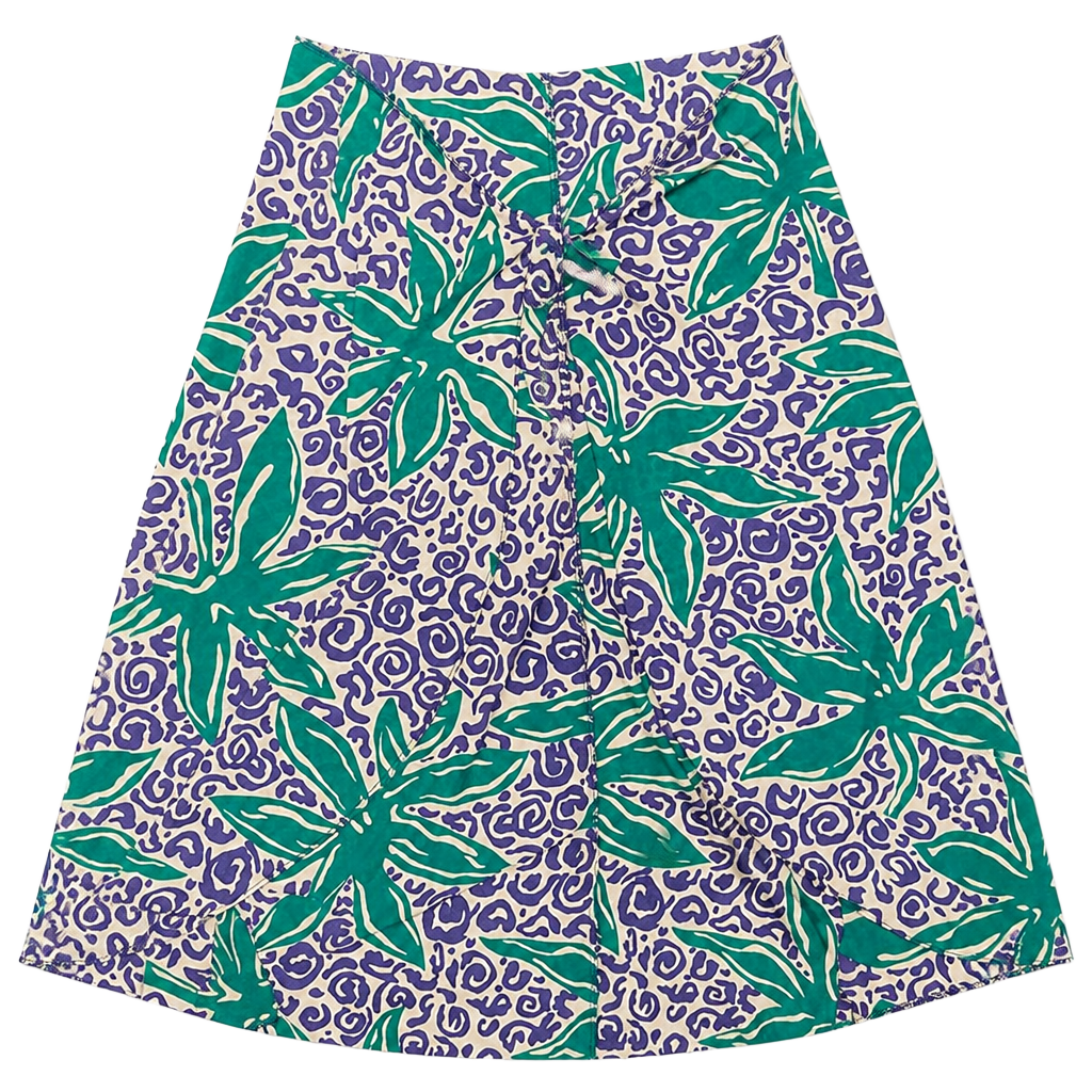 Oscar de la Renta Vintage Tropical Floral & Animal Print Wrap Sarong Skirt 1