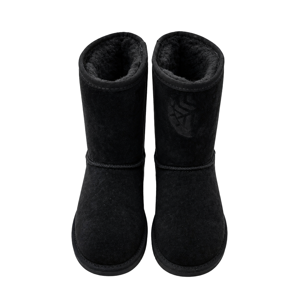 Bearpaw Women's Emma Short Black Suede Sheepskin Fur Lined Boots Size 9 1