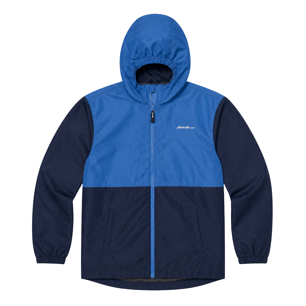 Eddie Bauer Kids L (14/16) Colorblock Hooded Windbreaker Jacket Blue 1