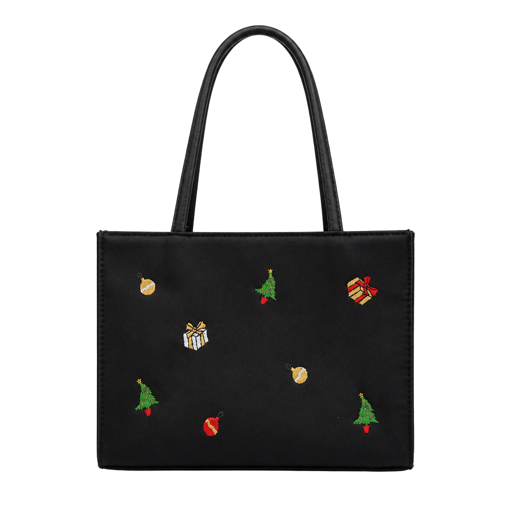 Tianni Black Embroidered Christmas Handbag 1