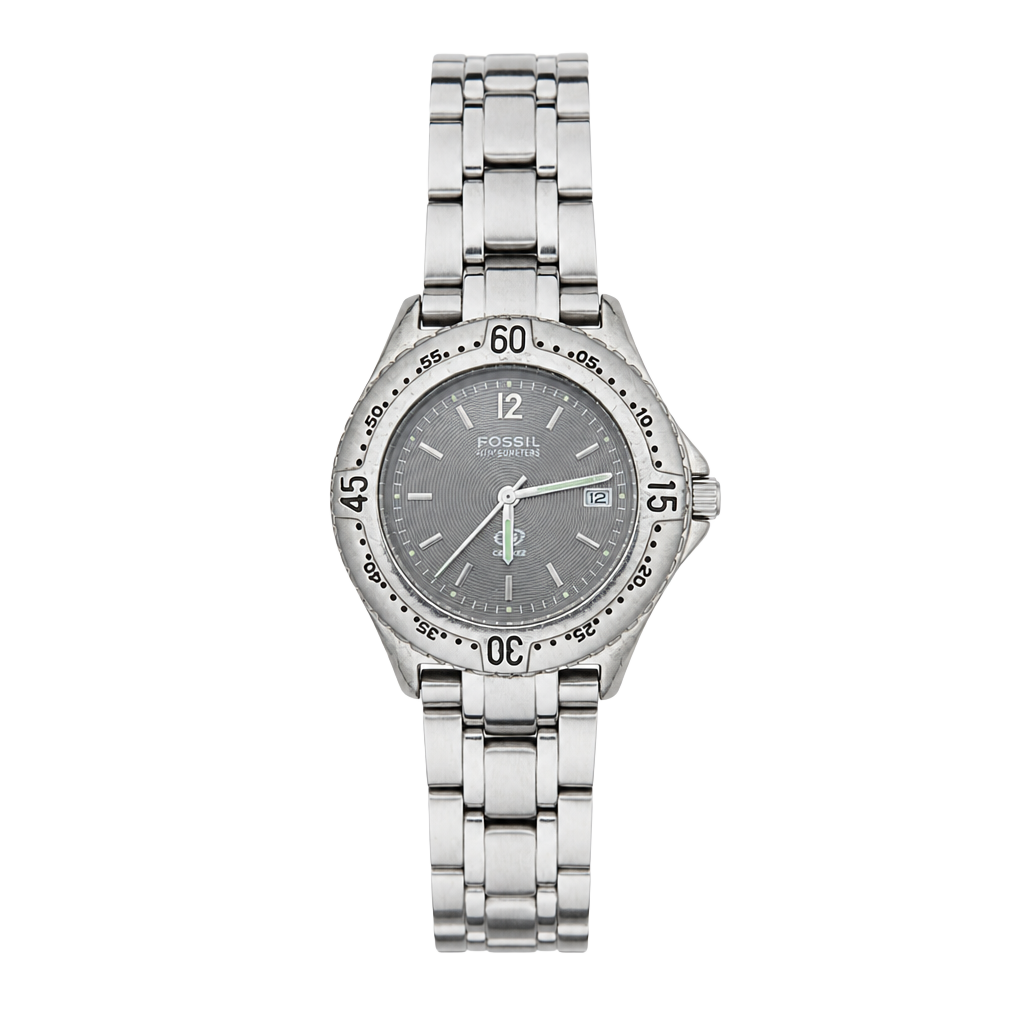Fossil AM-3482 Quartz 100M Watch Silver Stainless Steel 1