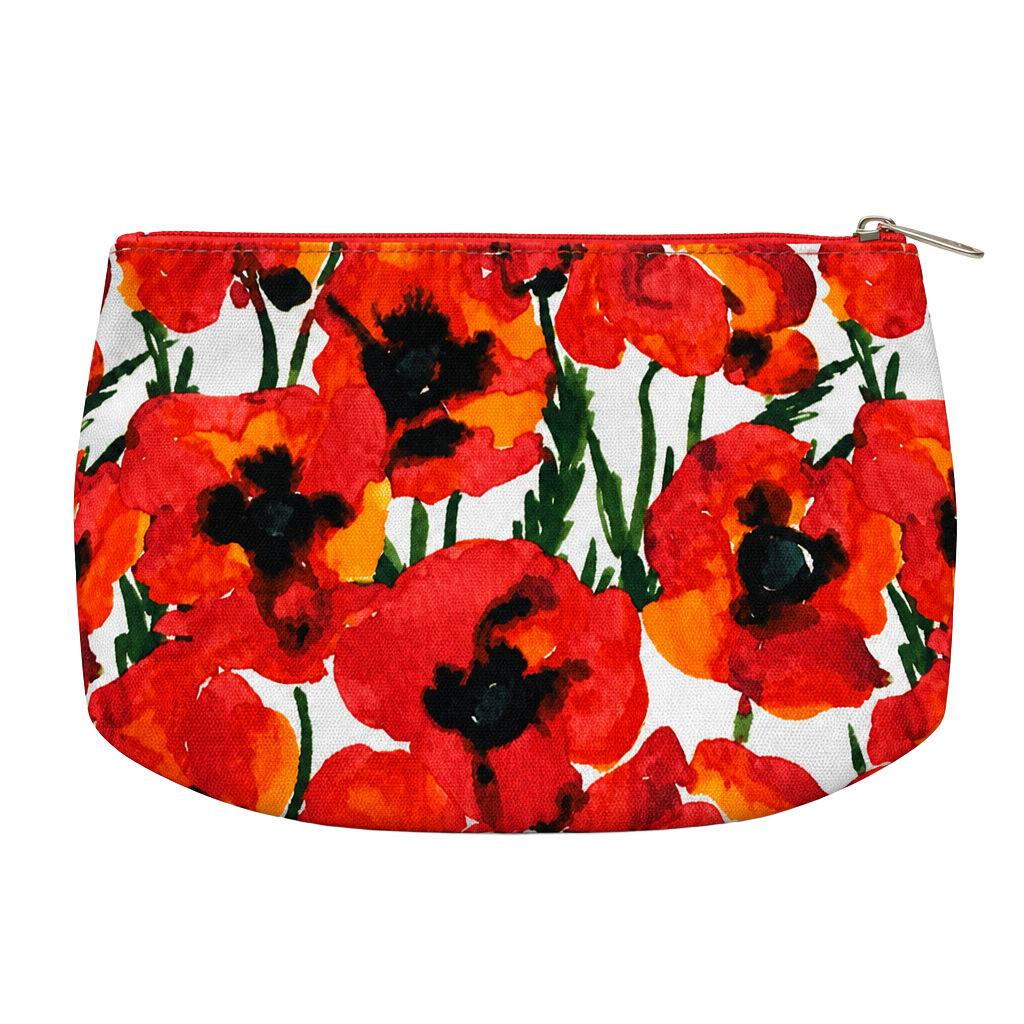 Clinique Poppy Floral Cosmetic Bag Red White Ladybug Lining 1