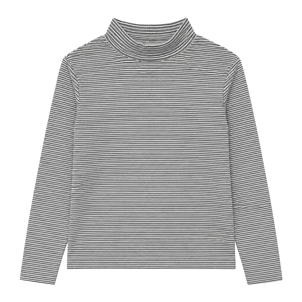 Levi's Women's Blue and Black Striped Dreamy Mock Neck Long Sleeve Top 1