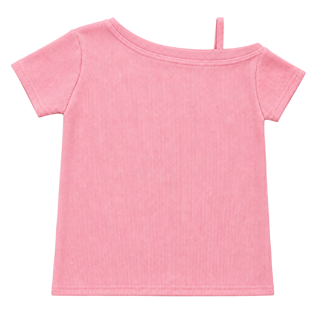 Abercrombie Kids Waffle Knit Shirt Size 9/10 Pink Off Shoulder Top 1