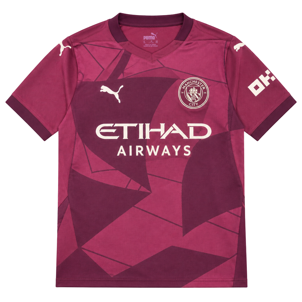 Puma Manchester City 24-25 Third Soccer Jersey Size 13-14Y Maroon Gold 1