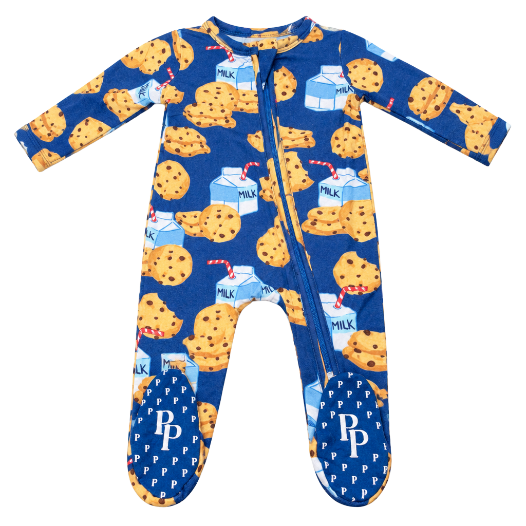 Posh Peanut Milk And Cookies Footie Pajama PM Premature Blue 1