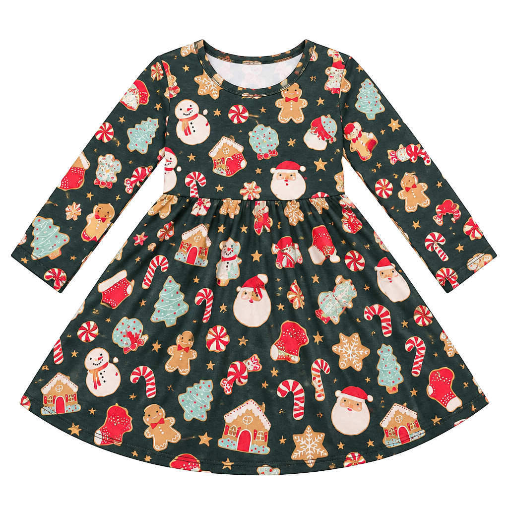 Millie + Roo Christmas Twirl Dress Size 12-24 Months Gingerbread Holiday 1