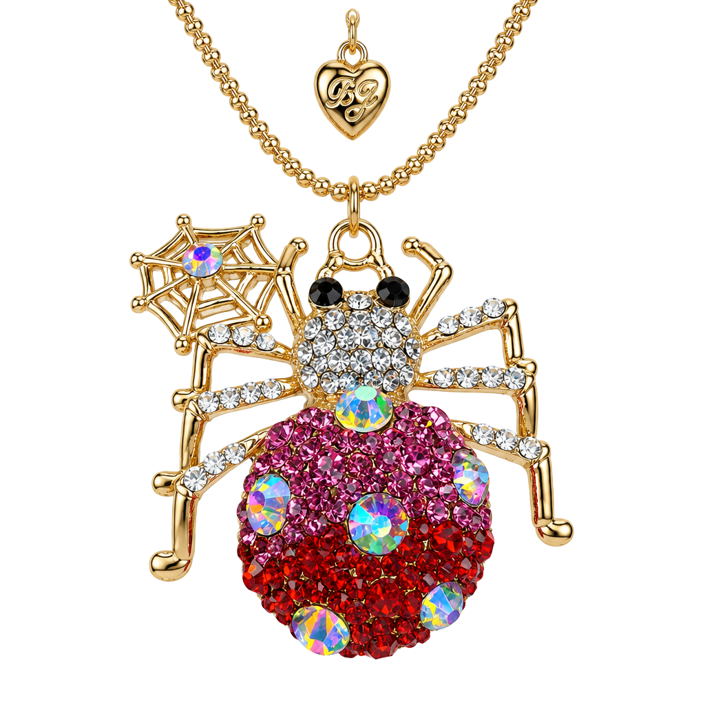 Betsey Johnson Crystal Spider Pendant Necklace 30 Inch 1
