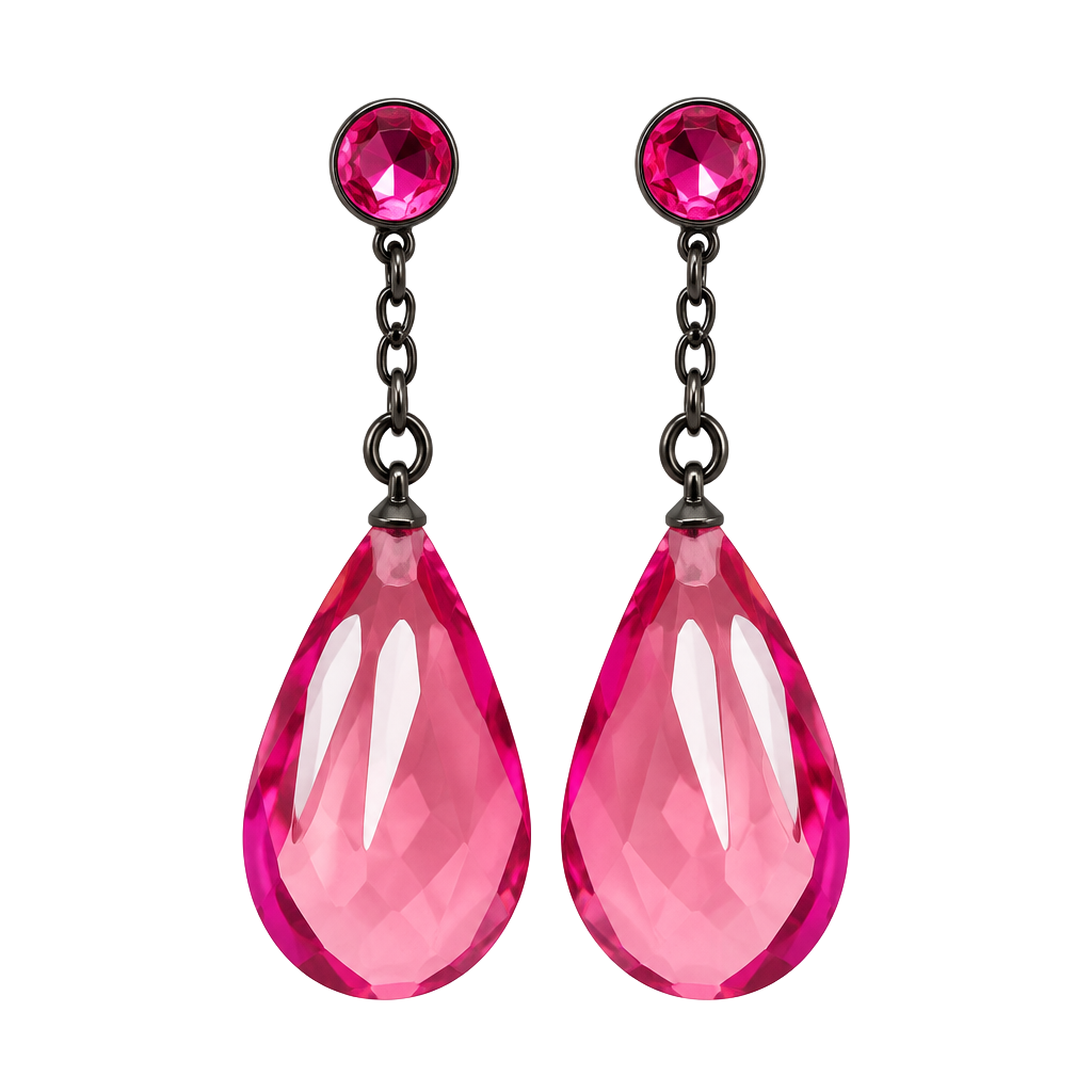 Kramer Vintage Pink Lucite Teardrop Clip-On Earrings 1