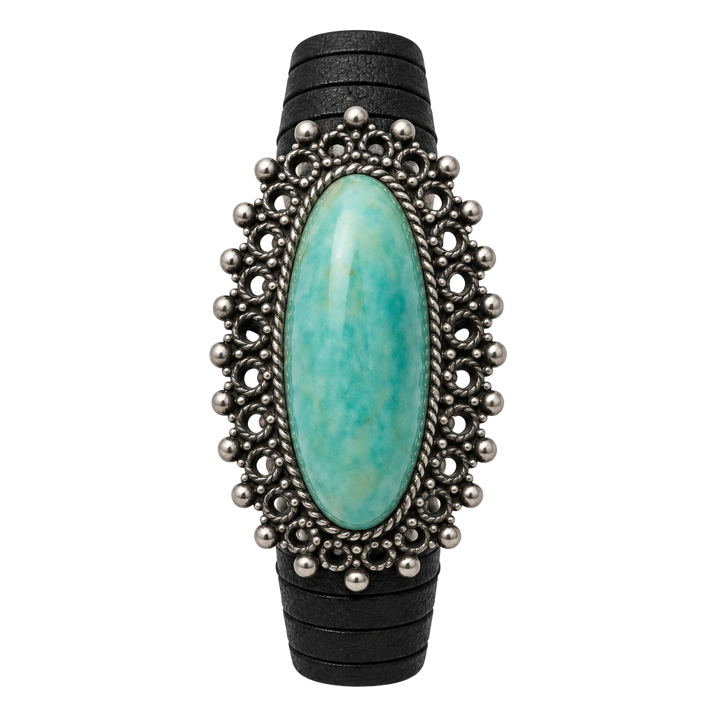 Mikkelborg Sterling Silver plated Amazonite Ring Size 7 1