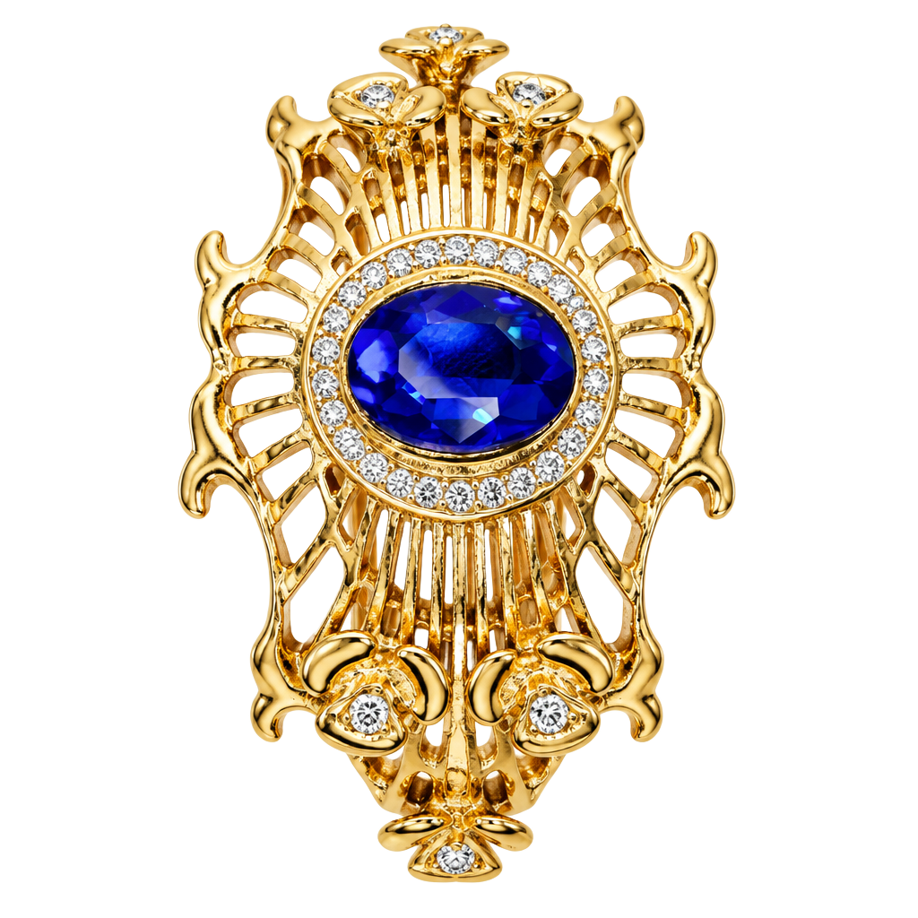 Vintage Style Gold Tone Blue Rhinestone Cuff Bracelet Size 7 Inch 1